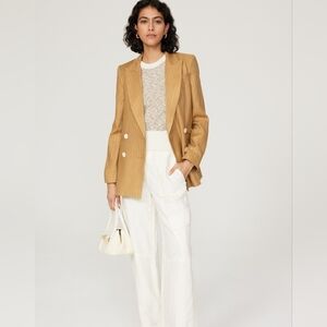 Veronica Beard Parineti Dickey Tan Linen Blend Double-Breasted Blazer 6